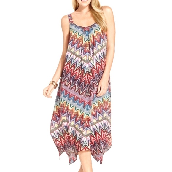 Handkerchief Hem Maxi Shift Dress - Picture 1 of 13